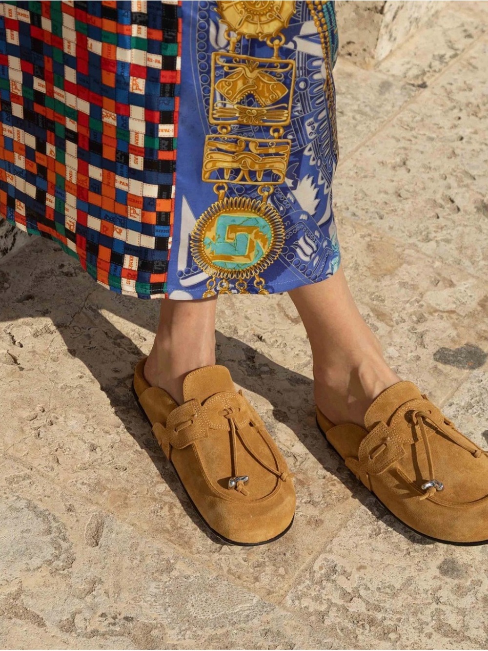 Suede Tassel Backless Mules in Tan - Picture 4 of 7